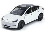 Samochody i pojazdy dla dzieci - Metalowy Model Tesla Y 1:24 Dźwięk Światła Led Otwierane Drzwi Biała - miniaturka - grafika 1