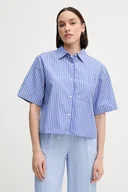 Koszule damskie - Tommy Hilfiger koszula bawełniana damska kolor fioletowy relaxed z kołnierzykiem klasycznym WW0WW44717 - miniaturka - grafika 1