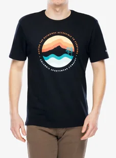 Koszulka bawełniana Columbia Path Lake Graphic Tee II - black/circular linescape - Koszulki i topy damskie - miniaturka - grafika 1