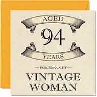 Kartki okolicznościowe i zaproszenia - Kartki urodzinowe w stylu vintage dla kobiet w wieku 94 lat - zabawna kartka urodzinowa dla mamy siostry żony babci cioci 145 mm x 145 mm kartki okolicznościowe, kartka urodzinowa na 94. urodziny - miniaturka - grafika 1
