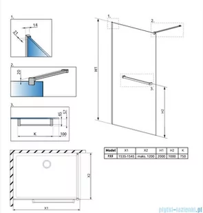 Radaway Modo New II Brushed GunMetal z wieszakiem kabina Walk-in 155x200 szczotkowany GunMetal 389155-92-01W - Kabiny prysznicowe Radaway Modo New II Brushed GunMetal z wieszakiem kabina Walk-in 155x200 szczotkowany GunMetal 389155-92-01W - Kabiny prysznicowe - miniaturka - grafika 2