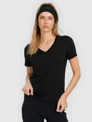 Koszulki i topy damskie - 4F T-shirt regular gładki damski - czarny XXL - miniaturka - grafika 1