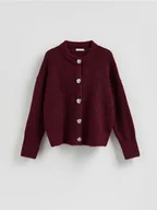 Swetry damskie - Reserved - Kardigan z dekoracyjnymi guzikami - bordowy - miniaturka - grafika 1