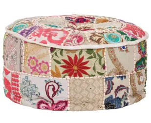 Okrągła beżowa pufa patchwork - Danila 3X - Pufy i podnóżki - miniaturka - grafika 1