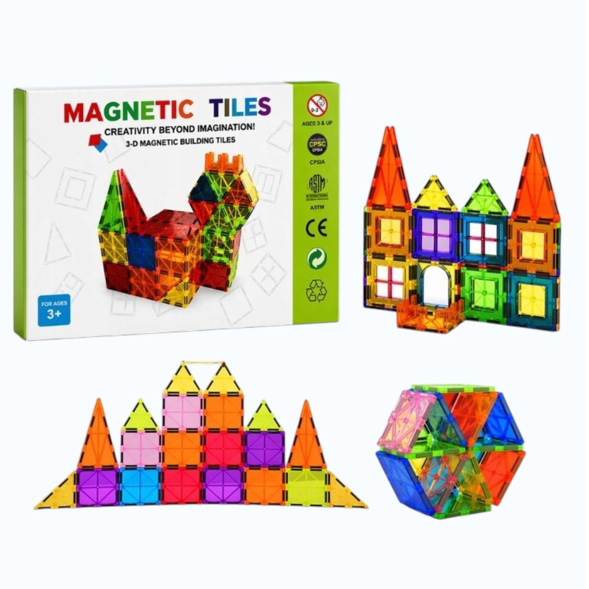 KLOCKI MAGNETYCZNE DUŻE 3D ZESTAW EDUKACYJNY KONSTRUKCYJNY 60 EL
