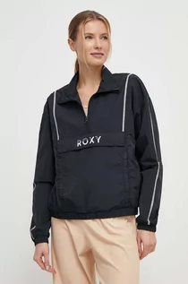 Kurtki damskie - Roxy wiatrówka Bold Moves x Mizuno kolor czarny przejściowa oversize - grafika 1