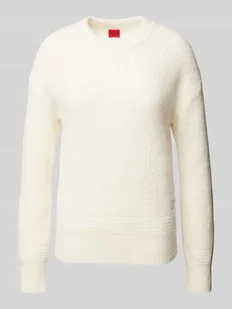 Sweter z dzianiny z wyhaftowanym logo model ‘Scevanu’ - Swetry damskie - miniaturka - grafika 1