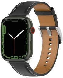 Bizon Skórzany pasek Strap Watch Casual do Apple Watch 44/45/46/49 mm, czarny - Akcesoria do smartwatchy - miniaturka - grafika 1