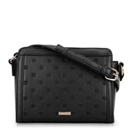 Torebki damskie - Damska torebka crossbody z tłoczonym monogramem czarna - miniaturka - grafika 1