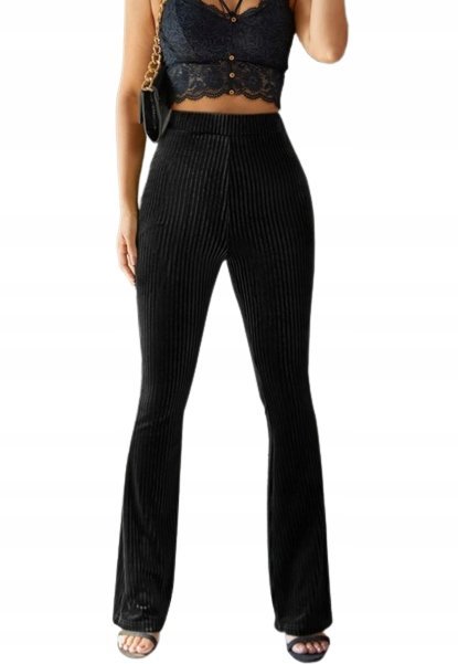 SHEIN SPODNIE WELUROWE CZARNE PROSTE CASUAL 38 V7V