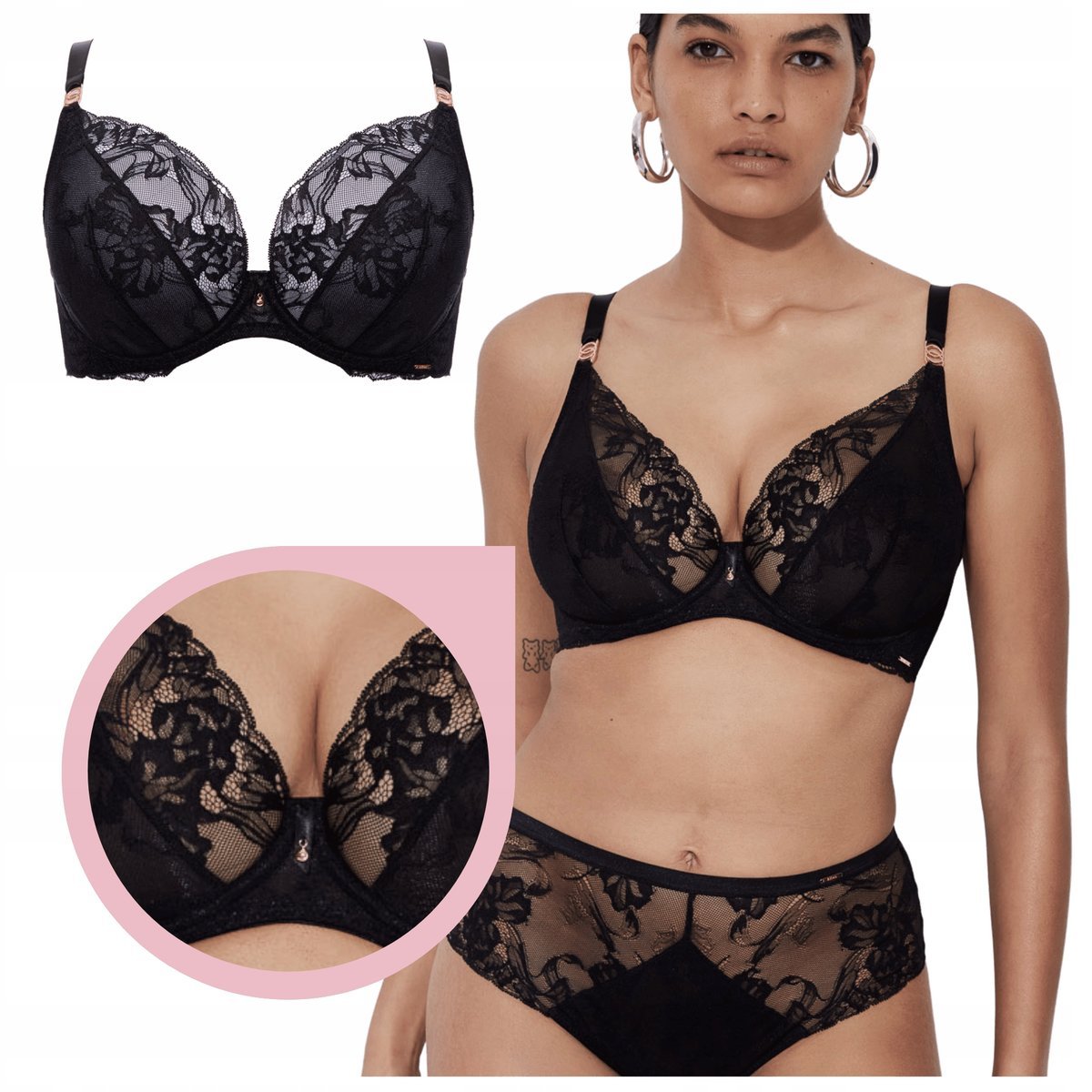 Alles SUBLIME M biustonosz miękki czarny stanik soft koronka zmysłowy - 85B