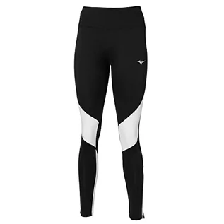 Spodnie damskie - Mizuno Damskie spodnie do biegania z warmalitu, czarne/białe, S - grafika 1