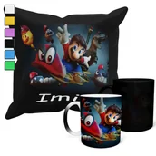Gadżety dla niej i dla niego - ZESTAW KUBEK MAGICZNY + POSZEWKA Z PODUSZKĄ- SUPER MARIO GRY PREZENT + IMIĘ - miniaturka - grafika 1