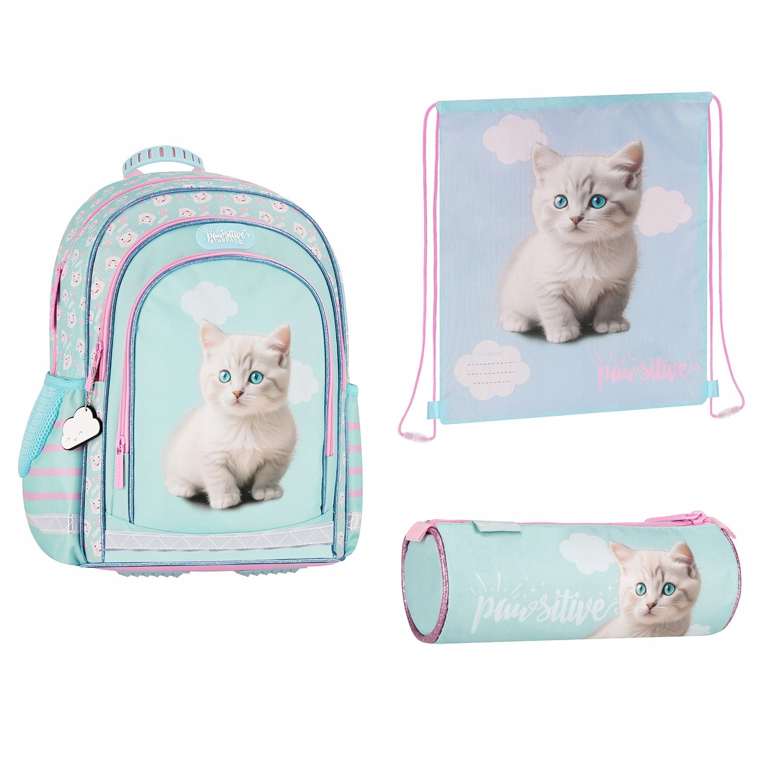 Plecak szkolny w zestawie z piórnikiem i workiem Cuties Starpak 565198