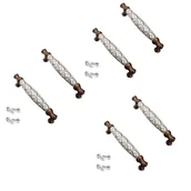 Zawiasy, okucia i inne akcesoria - szt. uchwytów do szafek kuchennych z ceramiki w stylu vintage, ze stopu cynku, z otworem środkowym 128 mm - miniaturka - grafika 1