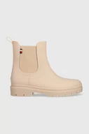 Kalosze damskie - Tommy Hilfiger kalosze FW0FW06897 MATT ANKLE RAINBOOT WITH ELASTIC damskie kolor beżowy - miniaturka - grafika 1