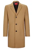 Płaszcze męskie - HUGO Męski płaszcz Malte2341 z mieszanki wełny z guzikami orzechowymi, Medium Beige268, 46 - miniaturka - grafika 1