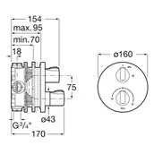 Baterie wannowe i prysznicowe - ROCA A5A2E09C00 T-1000 Bateria termostatyczna prysznicowa do ROCABOX, chrom - miniaturka - grafika 1