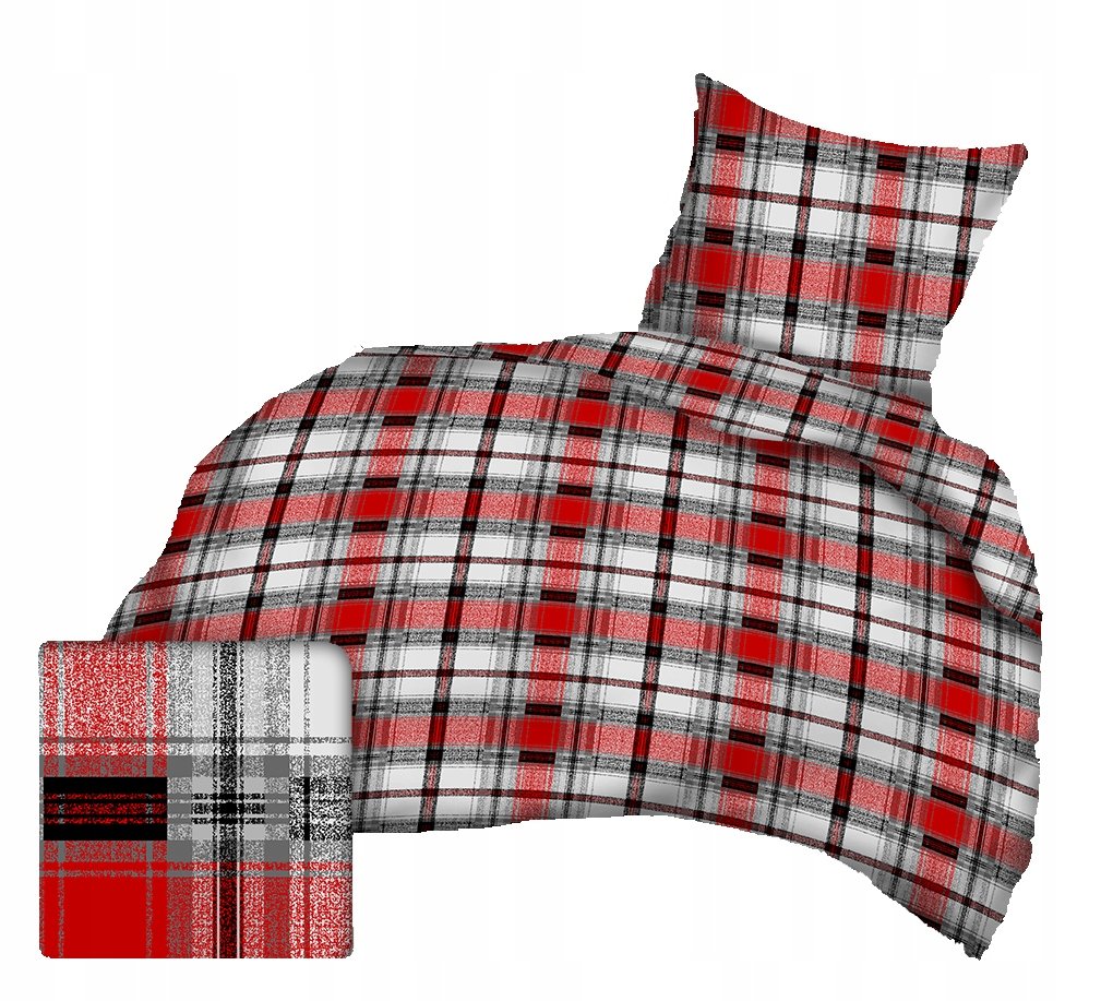 Pościel bawełniana 140x200 50x60 dziecięca studencka krata 252red