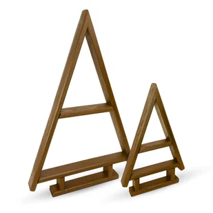 be4nature Ozdoba świąteczna Choinka drewniana sosnowa - zestaw 2 sztuk brąz - Choinki - miniaturka - grafika 1