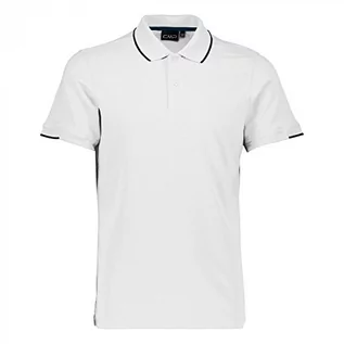 Koszulki męskie - CMP Męska koszulka polo, Bianco-B.Blue, 46 3T58777 - grafika 1