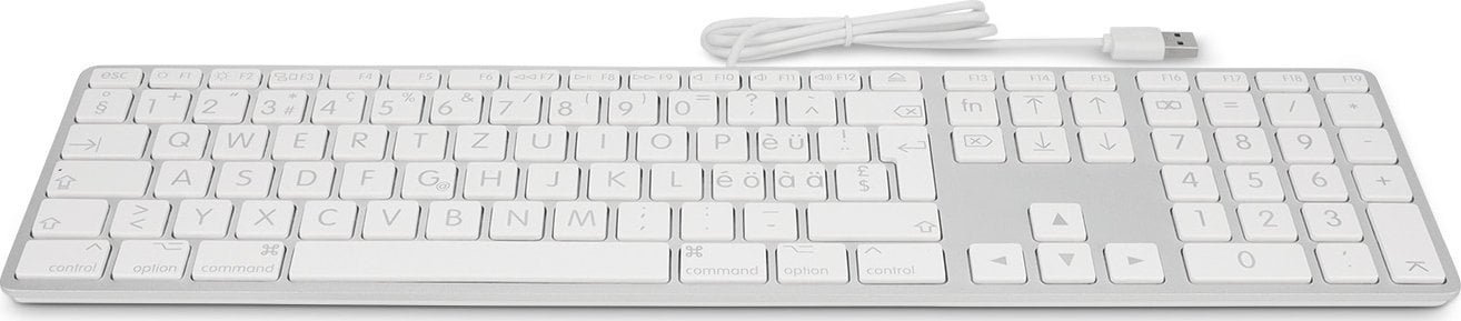 LMP Large Font USB Keyboard 110 keys wired USB keyboard with 2x USB and aluminum upper cover - Swiss 24203
