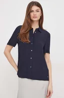 Koszule damskie - Tommy Hilfiger koszula damska kolor granatowy regular z kołnierzykiem klasycznym - miniaturka - grafika 1