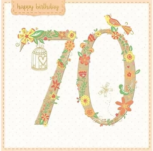 Karnet kwadrat Urodziny 70 + koperta - Kartki okolicznościowe i zaproszenia - miniaturka - grafika 1