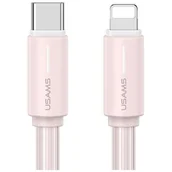 Kable USB - USAMS Kabel USB-C/Lightning 1m SJ735 30W różowy/pink YU Series SJ735USB04 (US-SJ735) - miniaturka - grafika 1