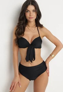 Czarne Bikini Biustonosz z Ozdobnym Wiązaniem i Majtki Figi Fevonellea - Stroje kąpielowe - miniaturka - grafika 1