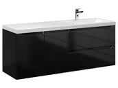 Szafki łazienkowe - Szafka Wisząca Z Umywalką ETH 120 cm DS Prawa - Czarny Wysoki Połysk - miniaturka - grafika 1