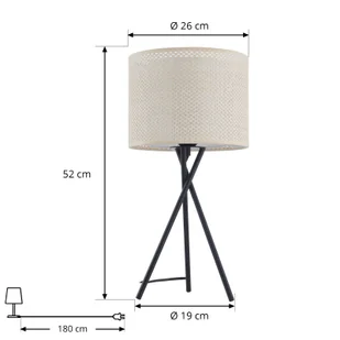 Lampa stołowa Lindby Soula, Ø 26 cm, beżowy, tworzywo sztuczne, E27 - Lampy stojące - miniaturka - grafika 2