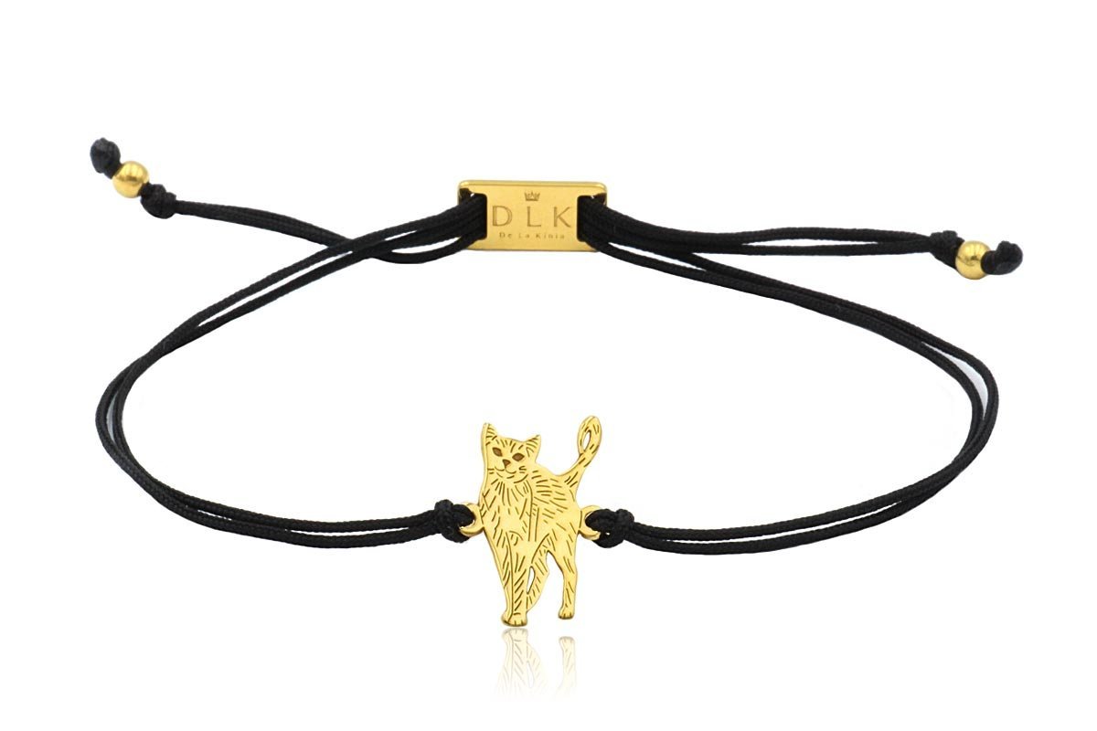 Bransoletka z kotem rosyjskim złotym na sznurku