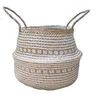Pozostałe akcesoria do uprawy roślin - Kosz Boho beżowo-biały Ø45 cm - miniaturka - grafika 1