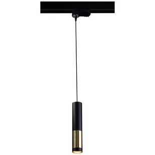 Amplex LAMPA wisząca KAVOS 0390 metalowa OPRAWA tuba zwis do 3-fazowego systemu szynowego czarna złota - Lampy sufitowe - miniaturka - grafika 1