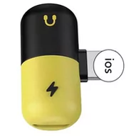 Pozostałe akcesoria do telefonów - Adapter rozdzielacz gniazda Apple Lightning 1 do 2, czarny umożliwia jednoczesne ładowanie słuchanie muzyki - miniaturka - grafika 1