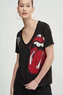 Koszulki sportowe damskie - Desigual t-shirt bawełniany ROLLING damski kolor czarny 24SWTK30 - miniaturka - grafika 1