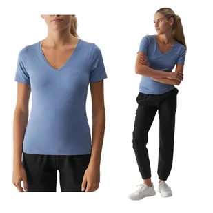 Damski T-shirt slim fit gładki bawełniany 4FWAW25TTSHF2969 r.XXL - Koszulki i topy damskie - miniaturka - grafika 1