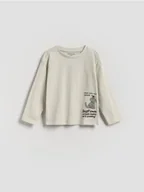Bluzki dla niemowląt - Reserved - Bawełniany longsleeve - jasnoszary - miniaturka - grafika 1