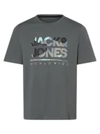 Koszulki męskie - Jack & Jones Koszulka męska - JJLuke Mężczyźni Bawełna niebieski|zielony nadruk, S - miniaturka - grafika 1