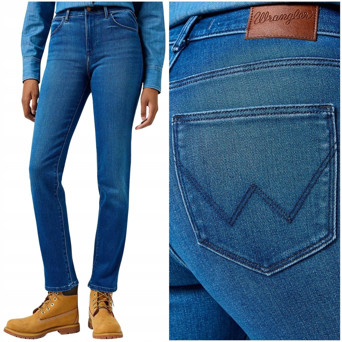 Wrangler STRAIGHT Agate proste wysokie damskie spodnie jeansowe W29 L32