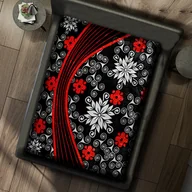 Koce - Gruby Koc Akrylowy 160X210 Czerwone Kwiaty 18785 - miniaturka - grafika 1