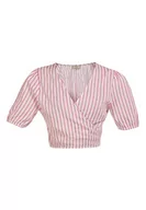 Bluzki damskie - swirlie Bluzka damska, różowy, biały, L - miniaturka - grafika 1