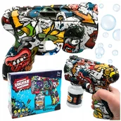 Bańki mydlane - Bańki mydlane pistolet do puszczania baniek mydlanych kolorowy we wzory - miniaturka - grafika 1