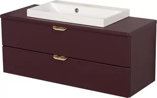 Szafka łazienkowa burgundowa z umywalką nablatową złoty uchwyt 100 cm Magnolia Gante - Szafki łazienkowe - miniaturka - grafika 1