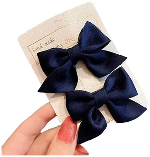Spinki Kokardki Do Włosów Granatowe Kokarda Zestaw Dla Dziewczynki 2 Sztuki - Ozdoby do włosów - miniaturka - grafika 1