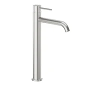 Baterie umywalkowe - KFA Bateria umywalkowa wysoka srebrna stal nierdzewna 30.9 cm z korkiem klik-klak Flint Armatura - miniaturka - grafika 1