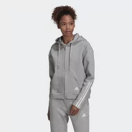 Bluzy damskie - adidas Bluza damska W Dk Fz Hd, szary/biały (Medium Grey Heather/White), L - miniaturka - grafika 1