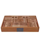 Klocki - WOODEN STORY Drewniane Klocki Peace & Love w Skrzynce XL – 72 elementów - miniaturka - grafika 1