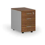 Szafki biurowe - Kontenerek biurowy mobilny na teczki zawieszkowe PRIMO GRAY, 3 szuflady, szary/orzech - miniaturka - grafika 1